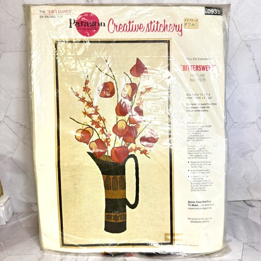 Vtg Paragon Stitchery Crewel Embroidery Kit BITTERSWEET #0935 Barbara Sparre NOS